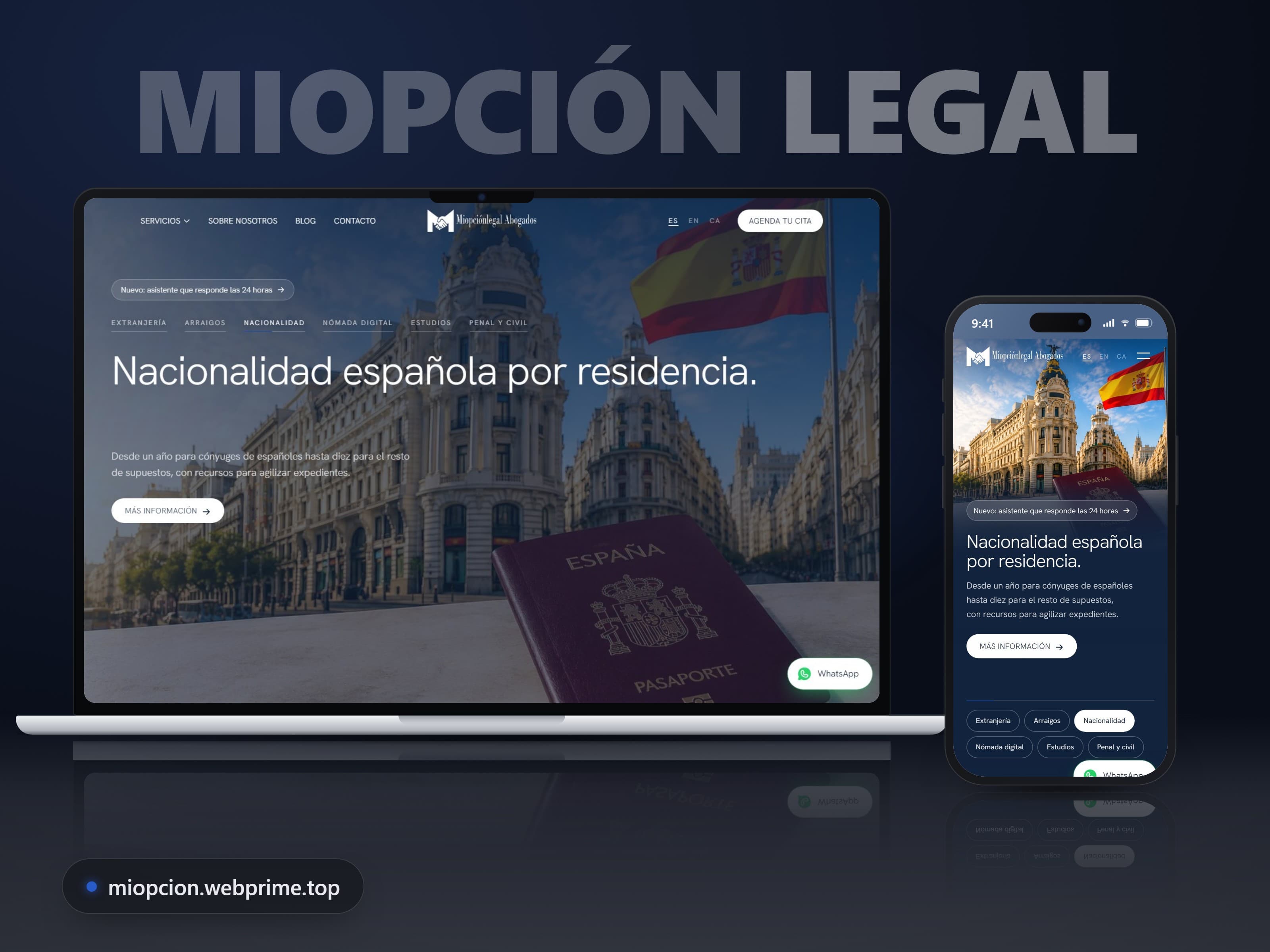 Miopciónlegal Abogados — Website with an assistant for immigration lawyers