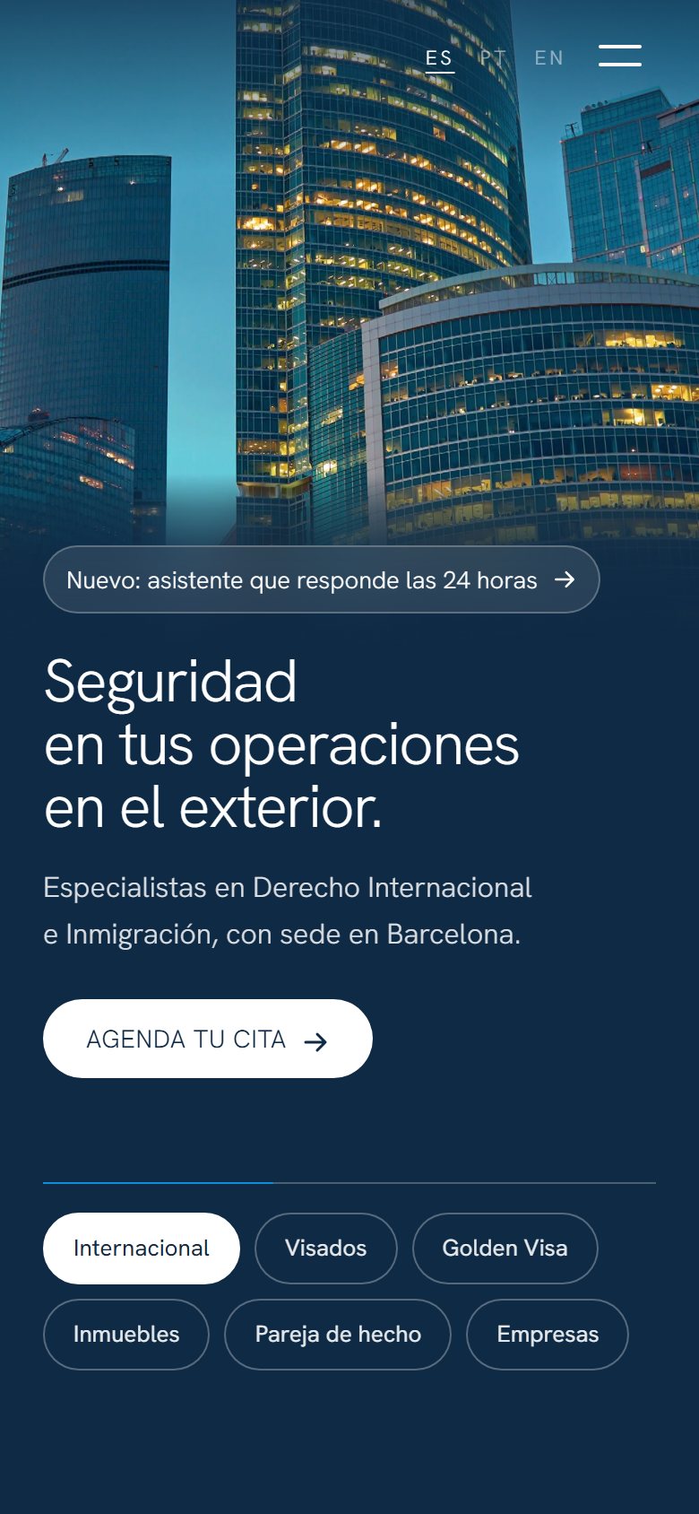 International and Immigration Law — Website with a booking assistant, 1