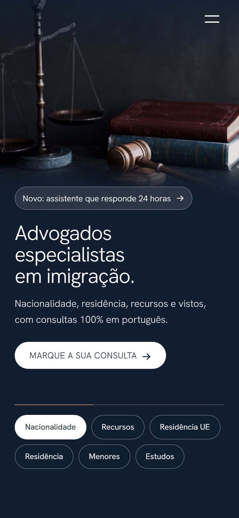 Law Firm in Portuguese — Website with an assistant for Brazilian and Portuguese clients, 1