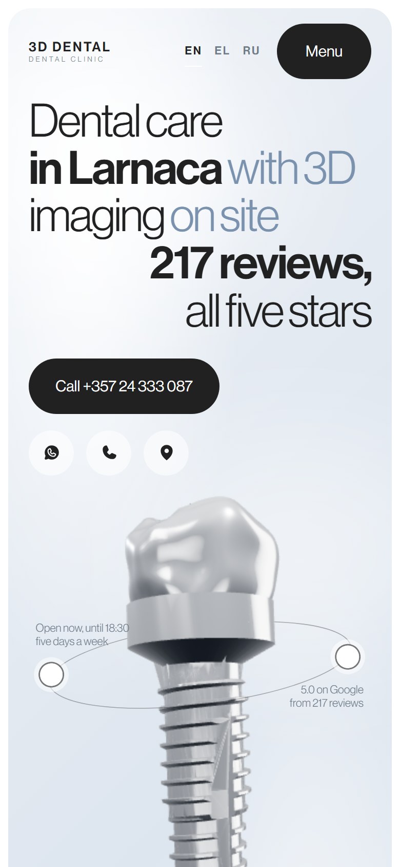3D Dental Centre — Website for a dental clinic, 1