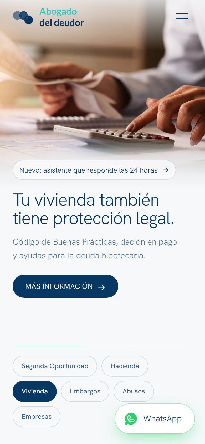 Abogado del deudor — Website with an assistant for debt-relief lawyers, 1