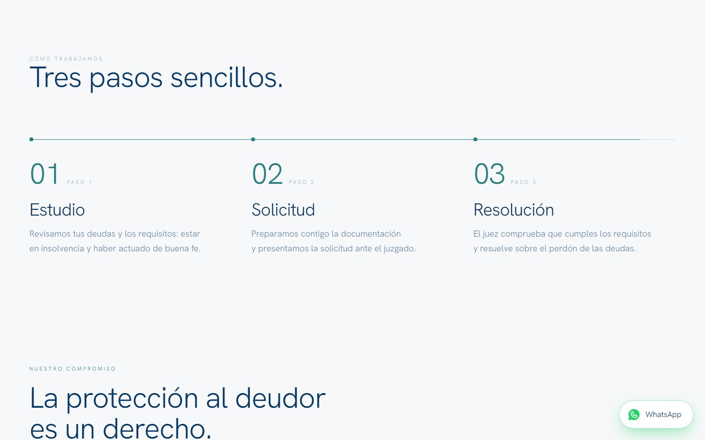 Abogado del deudor — Website with an assistant for debt-relief lawyers