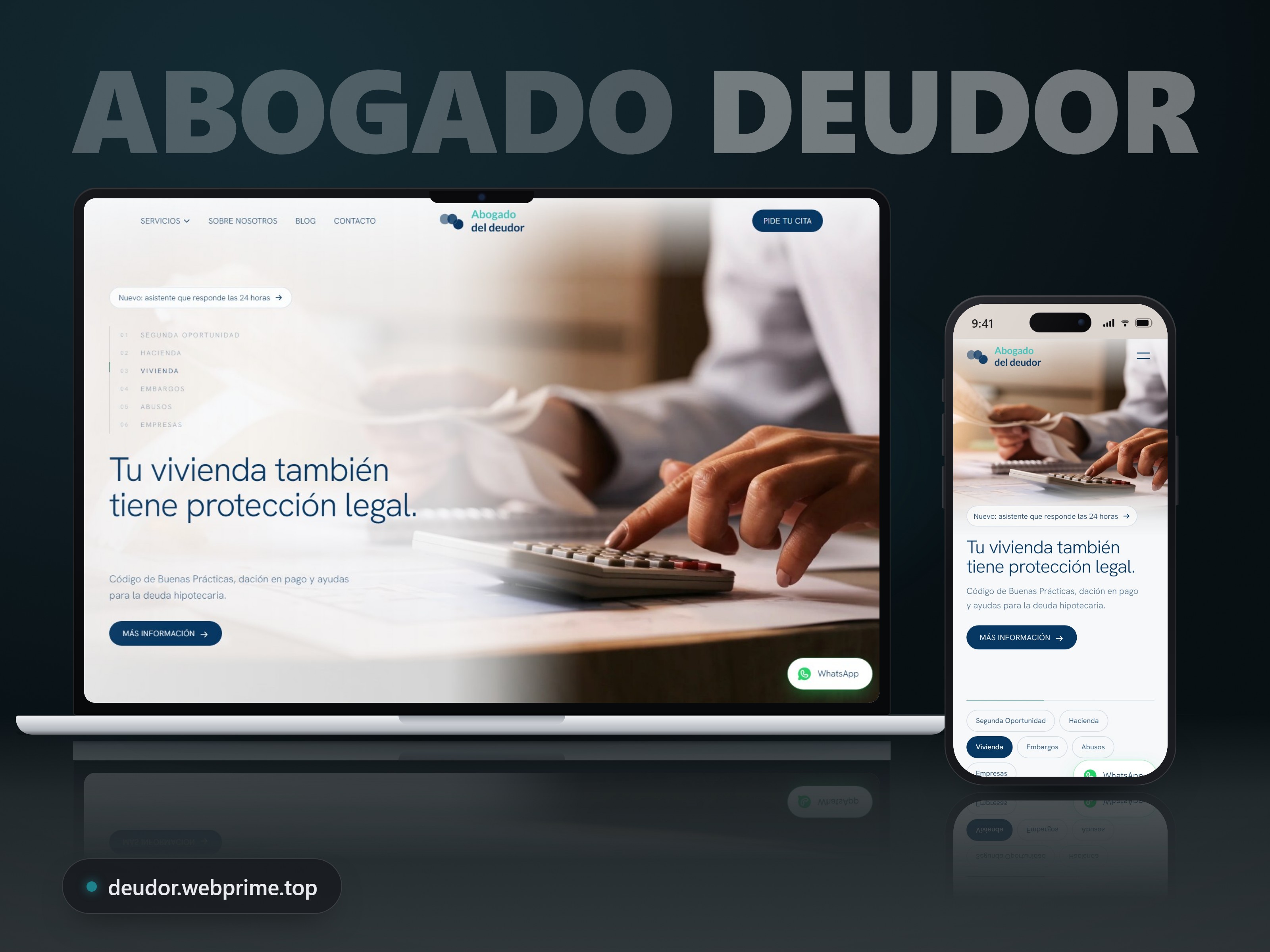 Abogado del deudor — Website with an assistant for debt-relief lawyers