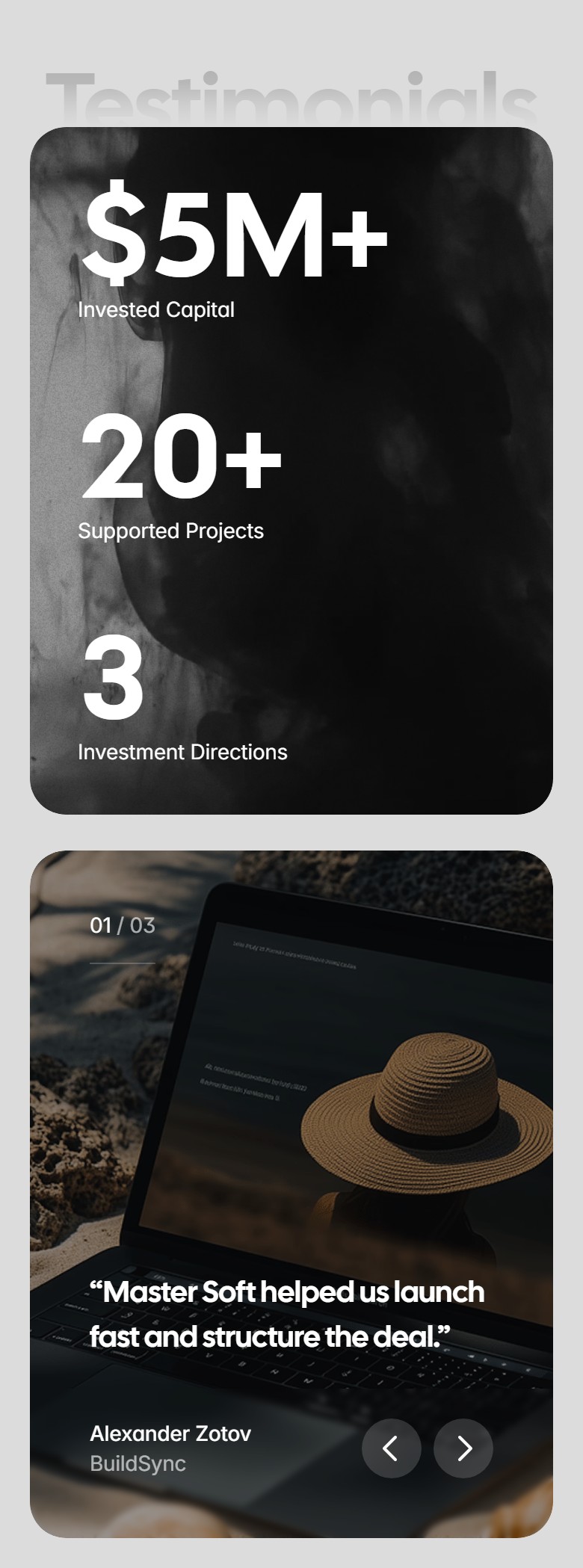 Master Soft — Investment Company Website — phone 1
